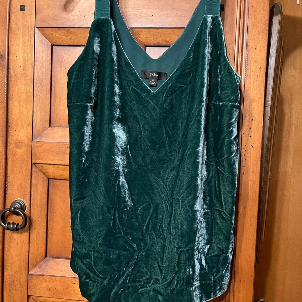 J. Crew Deep Green Velvet Camisole